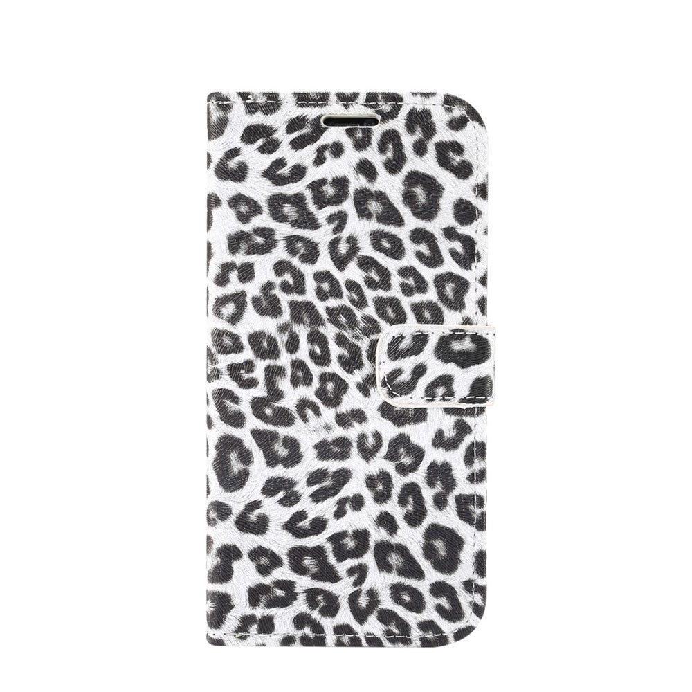 iPhone 12 Pro Max Leder Flipcase Hülle Leopard - Weiss