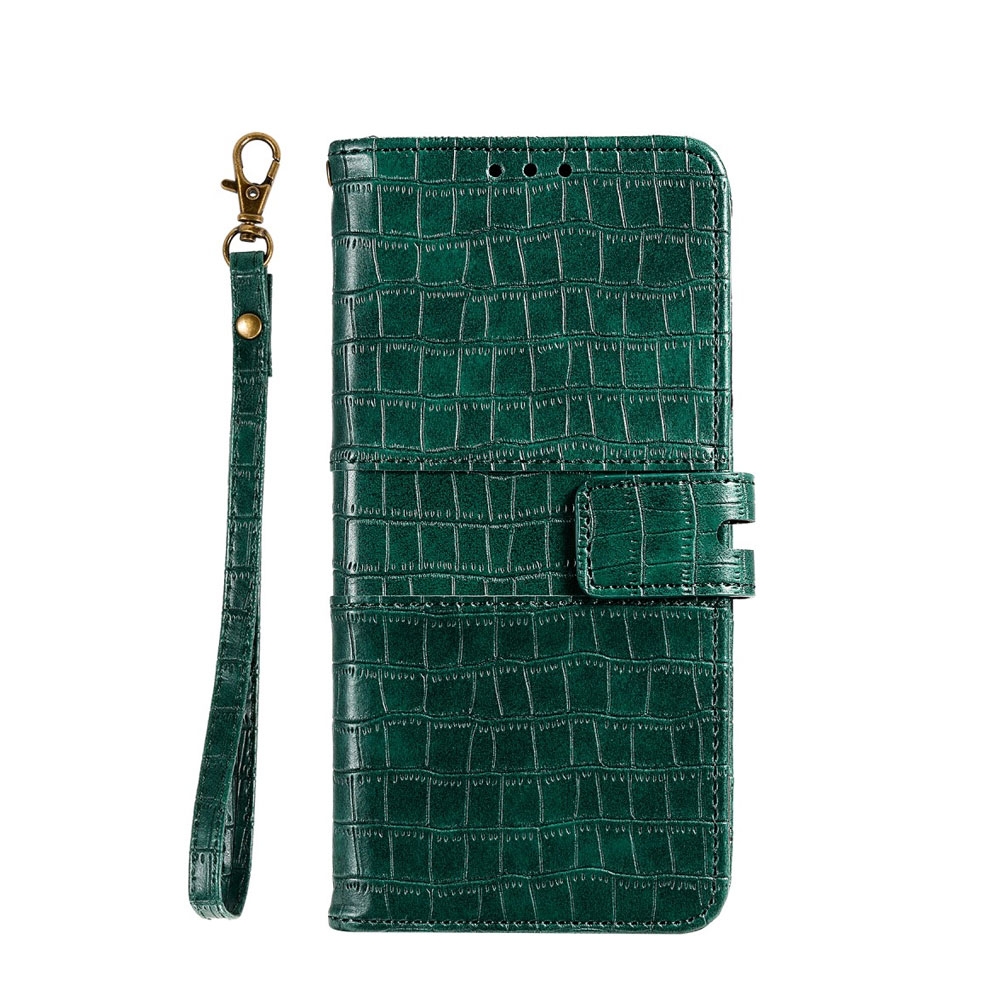 Image of iPhone 12 Pro Max Leder Tasche im Kroko Look mit Kartenfach + Magnetverschluss - Grün bei Apfelkiste.ch