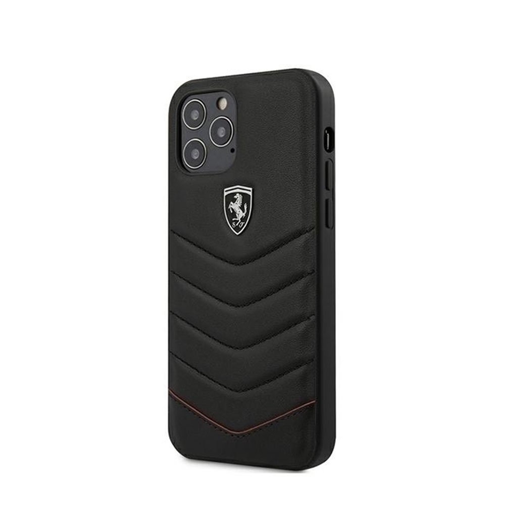 Image of Ferrari - iPhone 12 Pro Max Off Track Quilted Echtleder Hardcase Schutzhülle (FEHQUHCP12LBK) - Schwarz bei Apfelkiste.ch