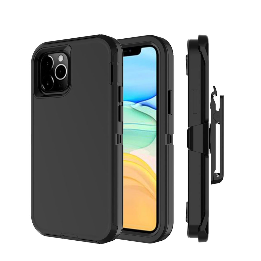 Image of iPhone 12 / iPhone 12 Pro Outdoor Hybrid Schutz Hülle Defender + Gürtel Clip Holster - Schwarz bei Apfelkiste.ch