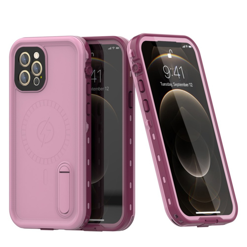 Image of Redpepper - iPhone 12 Pro Wasserfeste MagSafe Outdoor Schutz Hülle mit Aufsteller (IP68) - Pink bei Apfelkiste.ch