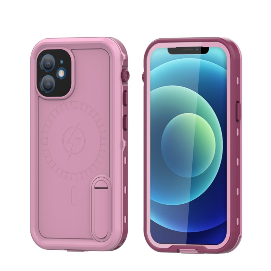 Image of Redpepper - iPhone 12 Wasserfeste MagSafe Outdoor Schutz Hülle mit Aufsteller (IP68) - Pink bei Apfelkiste.ch