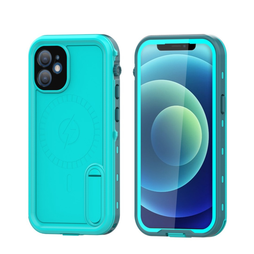Image of Redpepper - iPhone 12 Wasserfeste MagSafe Outdoor Schutz Hülle mit Aufsteller (IP68) - Türkis bei Apfelkiste.ch