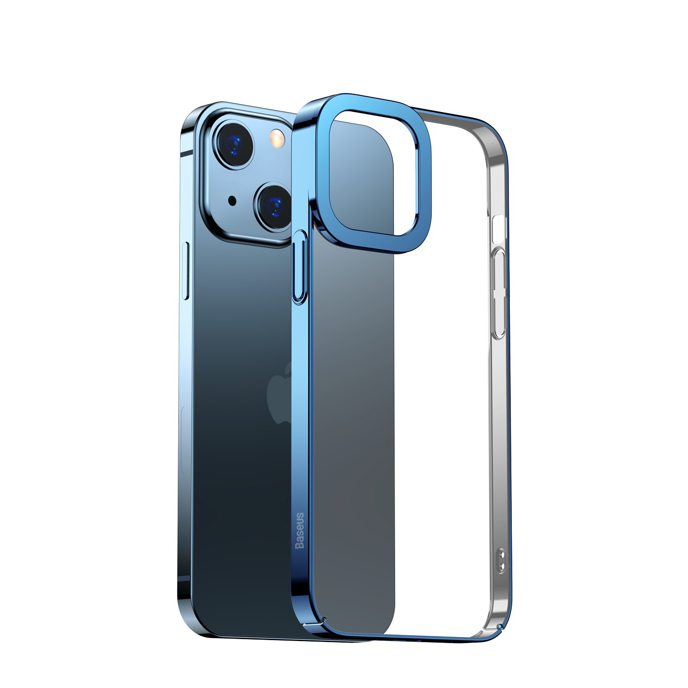 Image of Baseus - iPhone 13 Hardcase Hülle Anti-Fingerprint + Galvanisierter Rahmen - Blau / Transparent bei Apfelkiste.ch