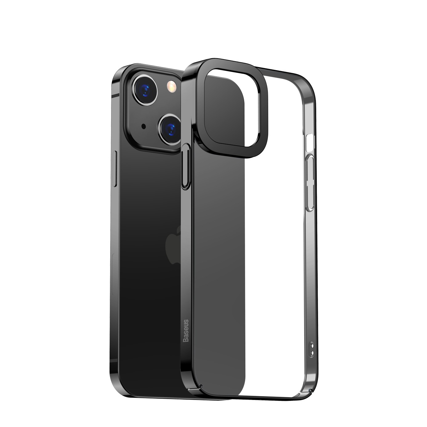 Image of Baseus - iPhone 13 Hardcase Hülle Anti-Fingerprint + Galvanisierter Rahmen - Schwarz / Transparent bei Apfelkiste.ch