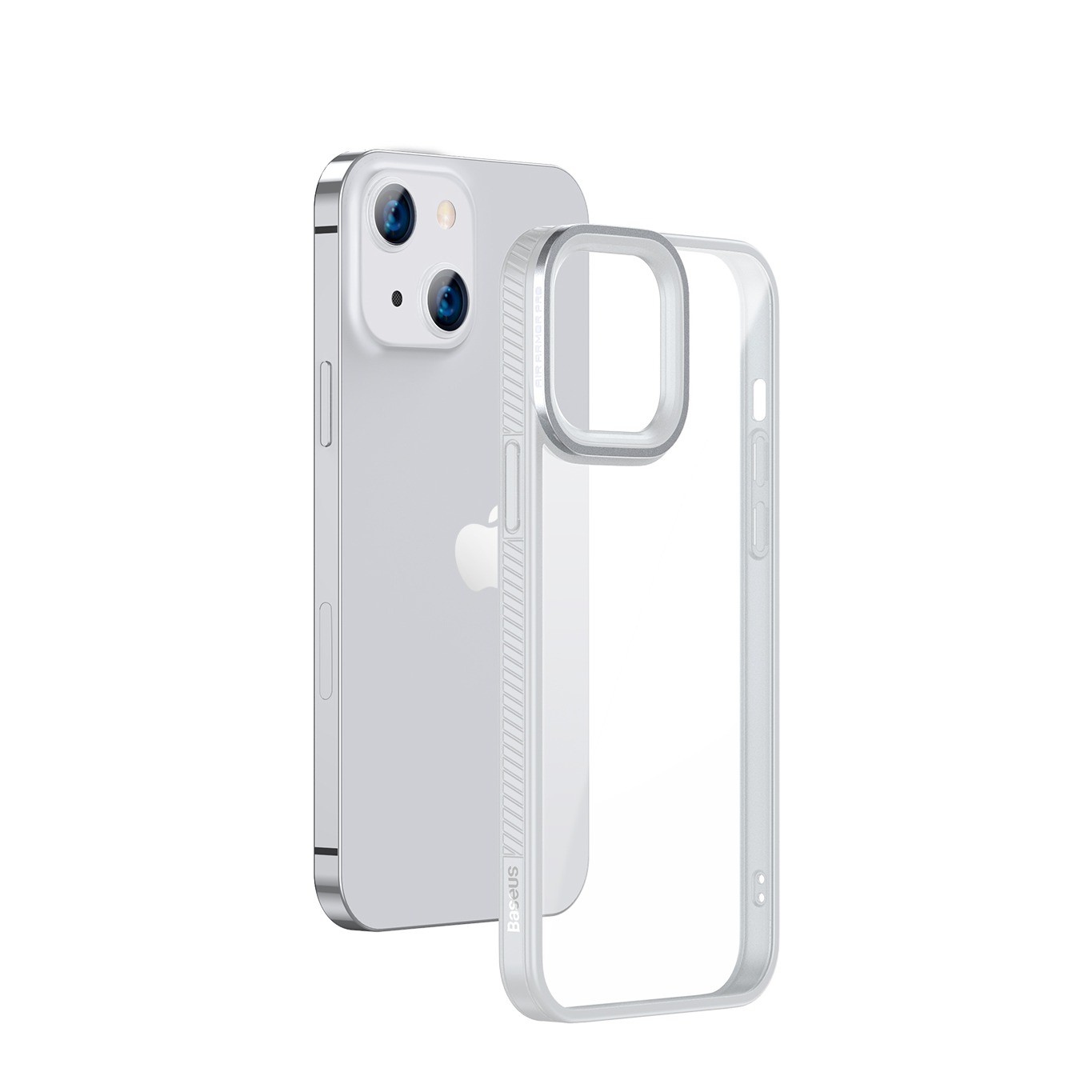 Image of Baseus - iPhone 13 Hybrid Hardcase Hülle TPU Bumper Anti-Fingerprint + Acryl Rückseite - Weiss / Transparent bei Apfelkiste.ch