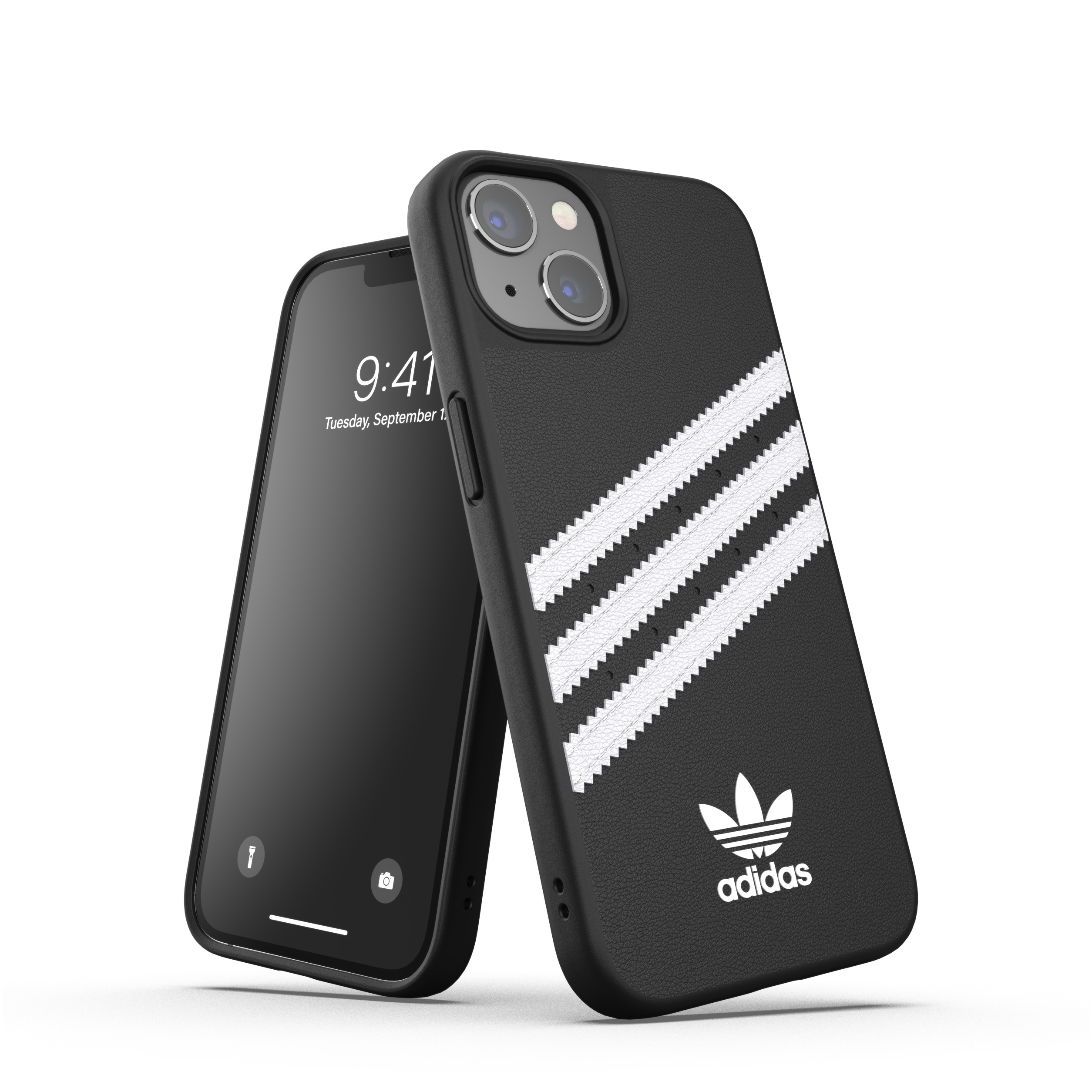Image of adidas Originals - iPhone 13 Moulded Case Leder Hülle (47093) - Schwarz / Weiss bei Apfelkiste.ch