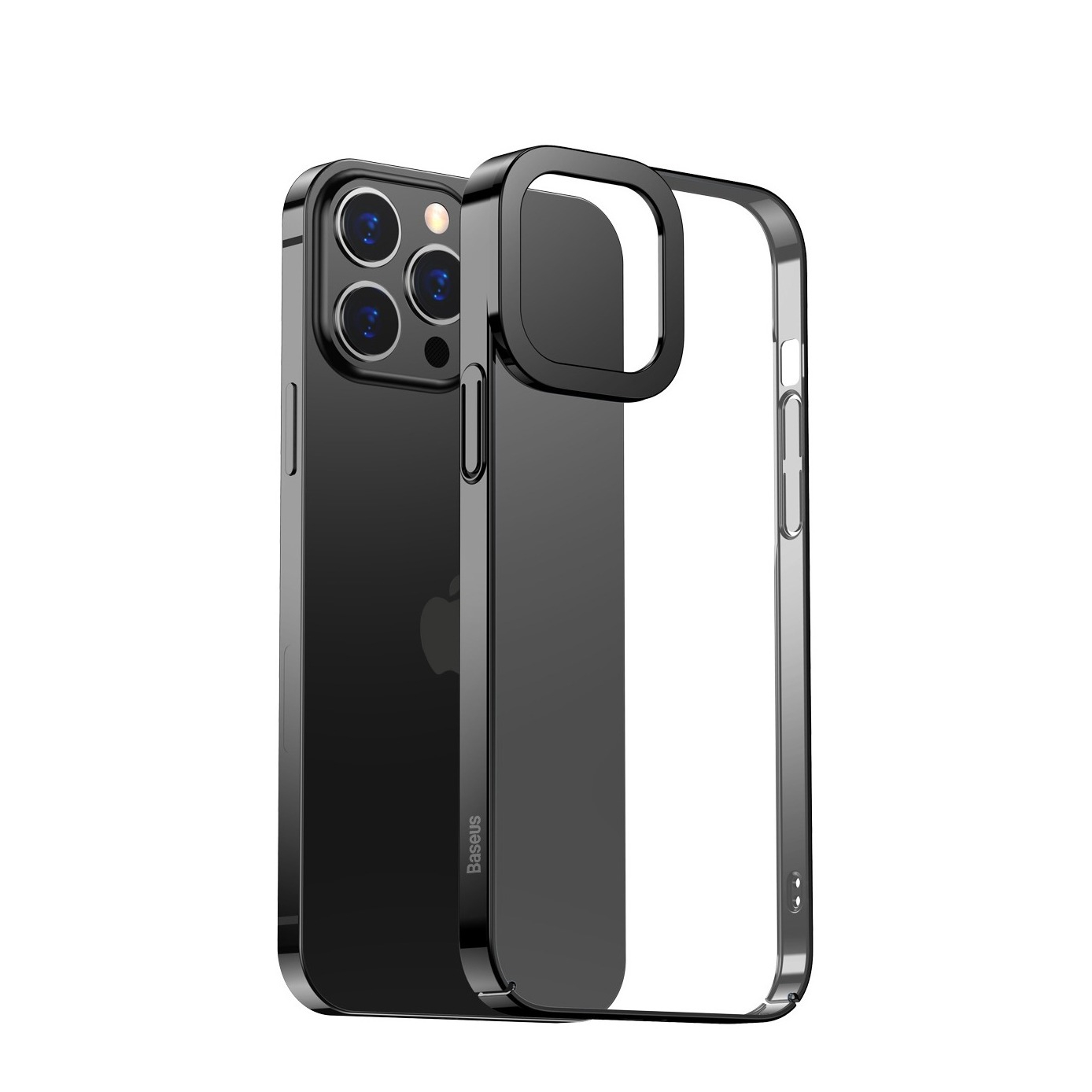 Image of Baseus - iPhone 13 Pro Hardcase Hülle Anti-Fingerprint + Galvanisierter Rahmen - Schwarz / Transparent bei Apfelkiste.ch