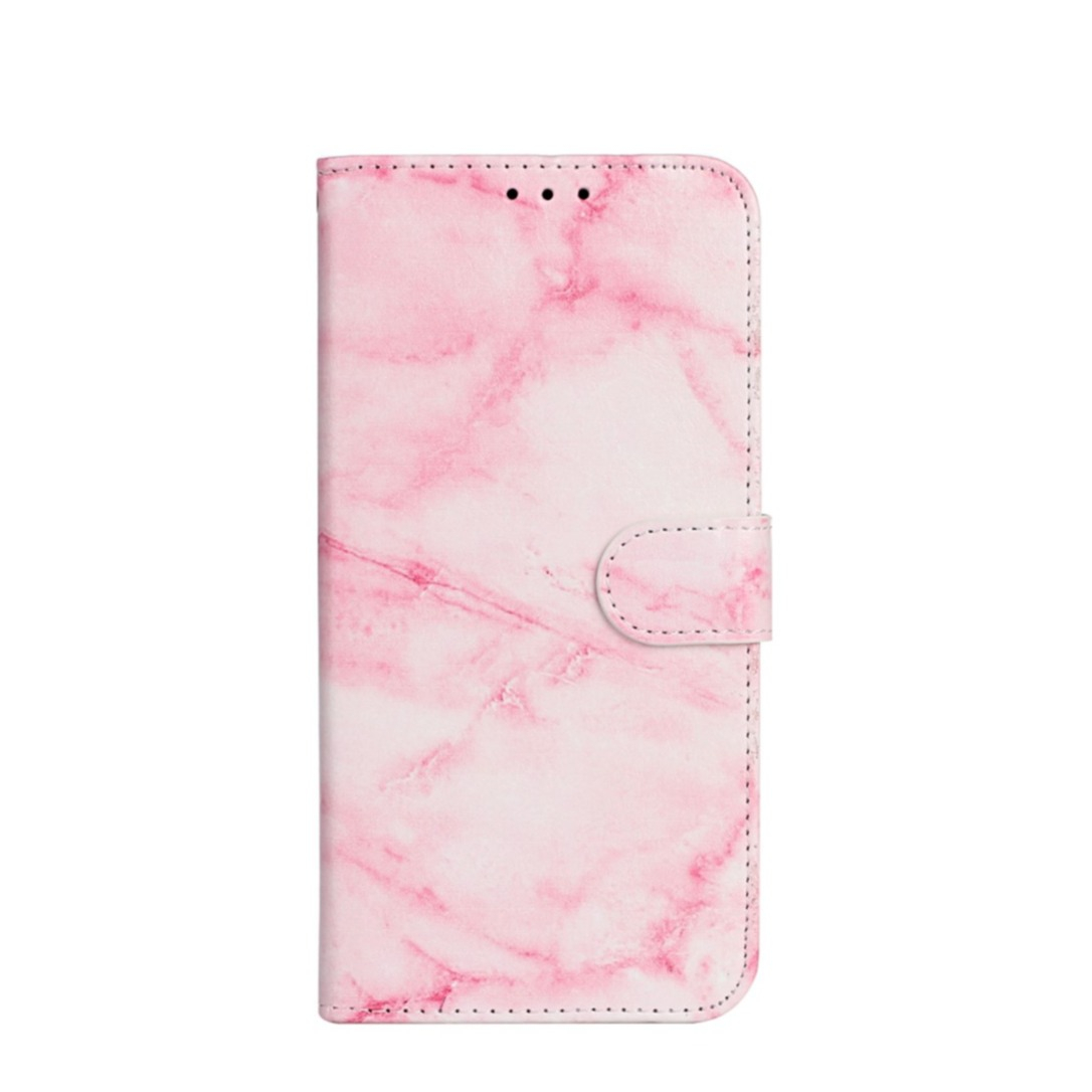 Image of iPhone 13 Pro Leder Tasche Flip Cover Marmor Marble - Rosa / Pink bei Apfelkiste.ch