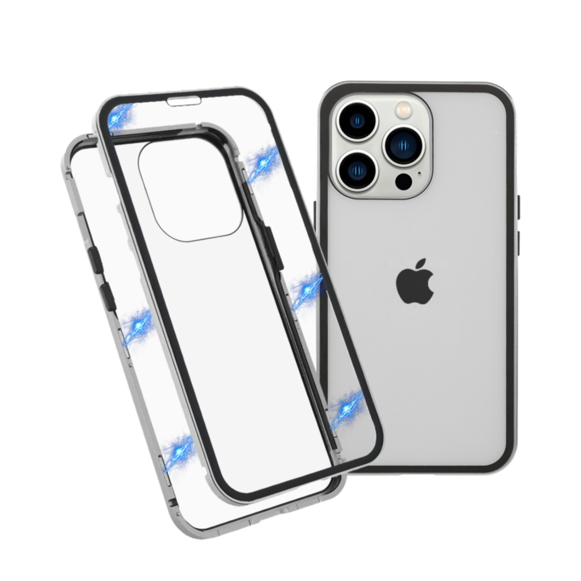 Image of iPhone 13 Pro Max Magnetische Alu Schutzhülle mit Panzer Glas Backcover + Displayschutz (Magnet-Technologie) - Gold bei Apfelkiste.ch