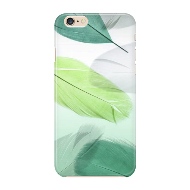 iPhone 6 Plus / 6S Plus Hardcase Schutzhülle Federn - Grün / Weiss