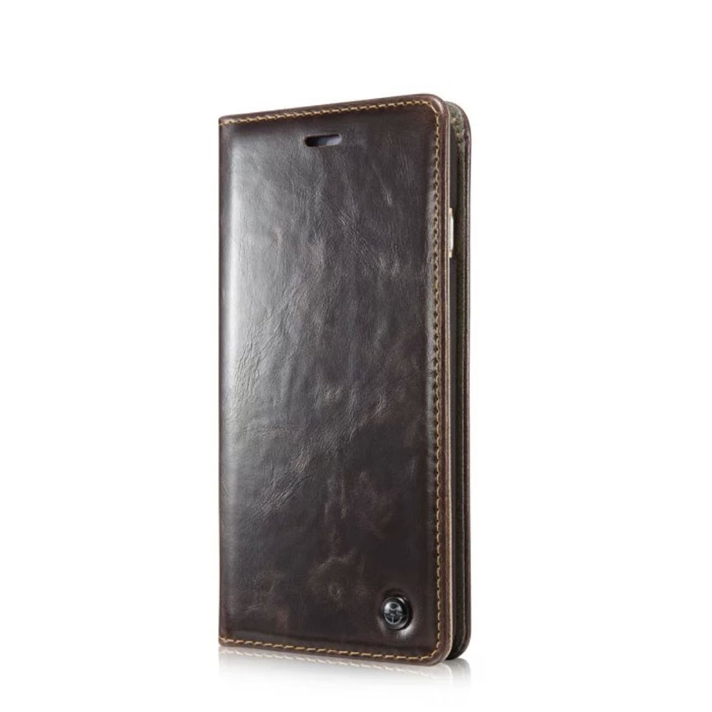 Image of Caseme - iPhone 6 / 6S Leder Tasche Flip Wallet Etui - Dunkelbraun bei Apfelkiste.ch