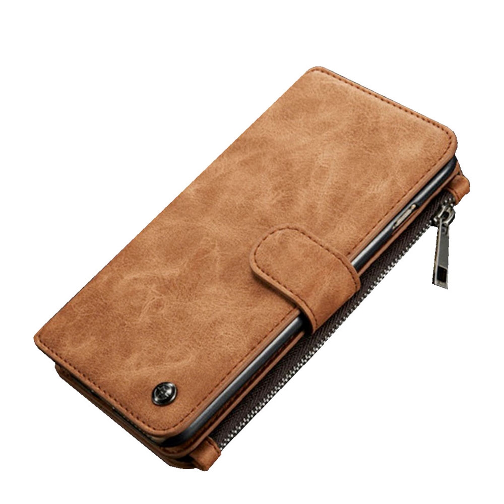 Image of Caseme - iPhone 6 / 6S 3in1 Echtleder Tasche + Magnet Hardcase und Karten Etui (Vertikal Ausklappbar) - Hellbraun bei Apfelkiste.ch