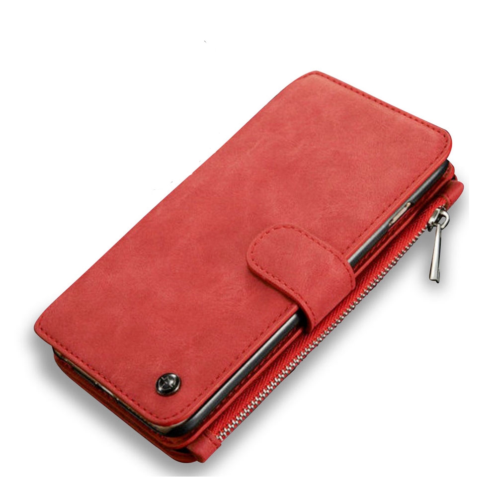 Image of Caseme - iPhone 6 Plus / 6S Plus 3in1 Echtleder Tasche + Magnet Hardcase und Karten Etui - Rot bei Apfelkiste.ch