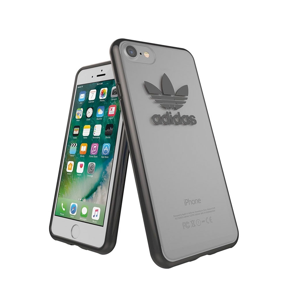 Image of adidas Originals - iPhone SE (2022/2020) / 8 / 7 Slim Gummi Hülle (27679) - Transparent / Schwarz bei Apfelkiste.ch