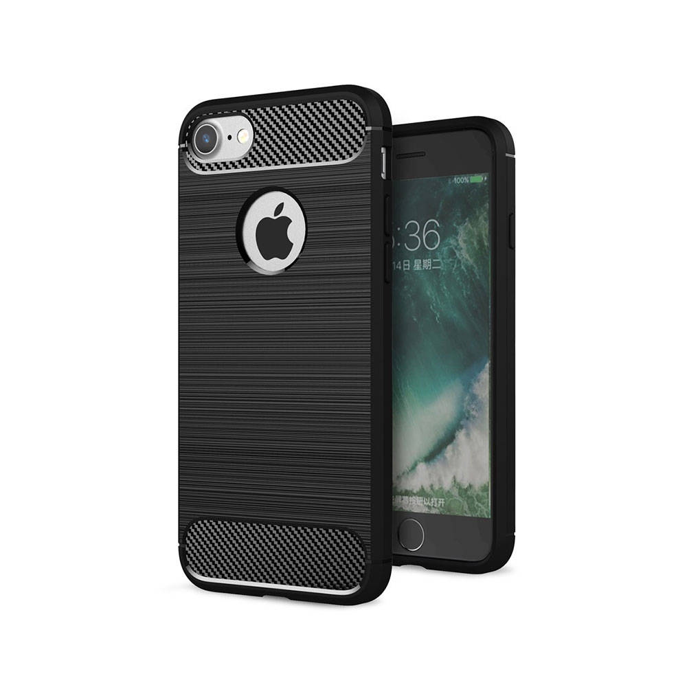 Image of iPhone 8 / iPhone 7 Gummi Case Schutzhülle im Carbon Look - Schwarz bei Apfelkiste.ch