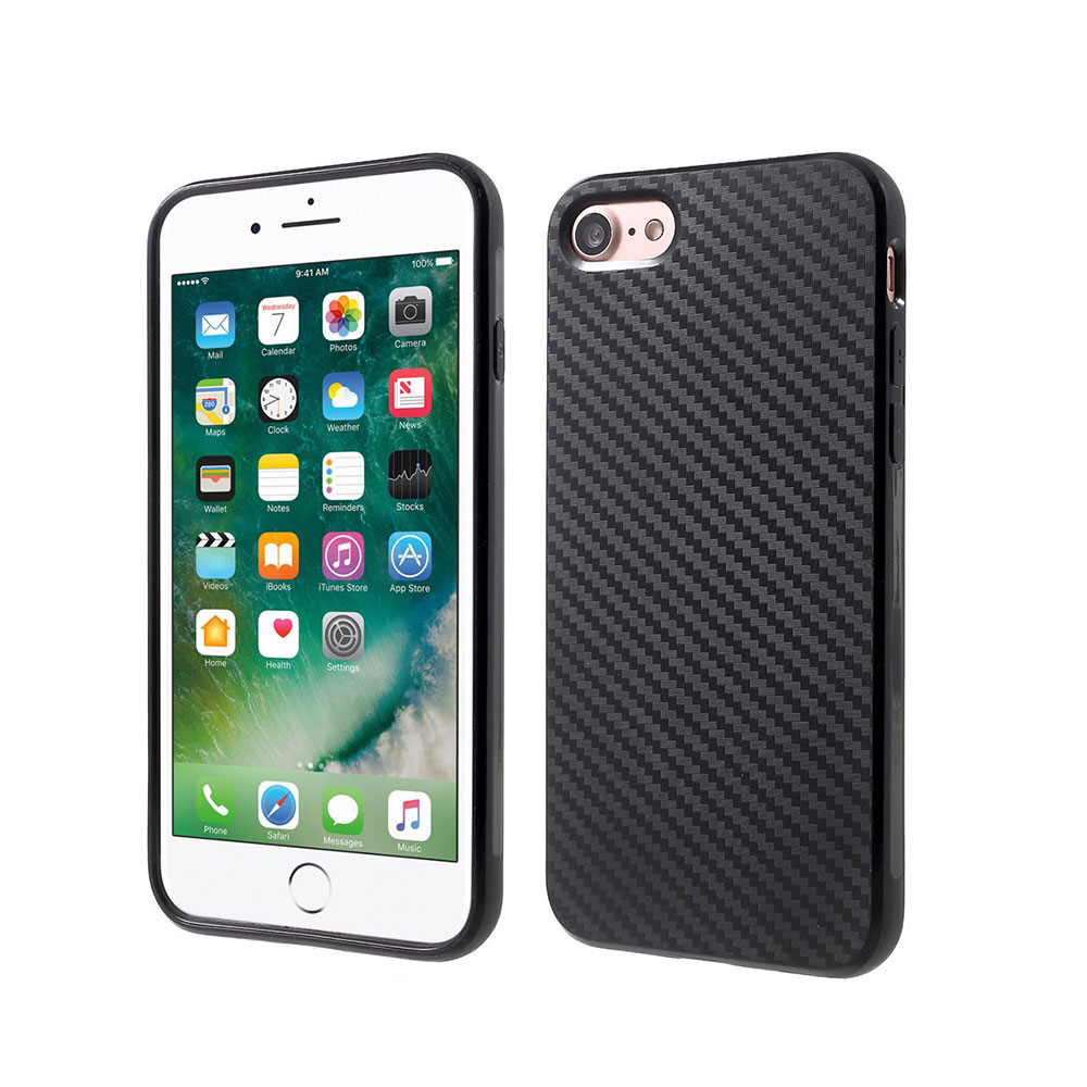 Image of iPhone SE (2022/2020) / 8 / 7 Gummi Case Schutzhülle - Schwarz (Carbon) bei Apfelkiste.ch