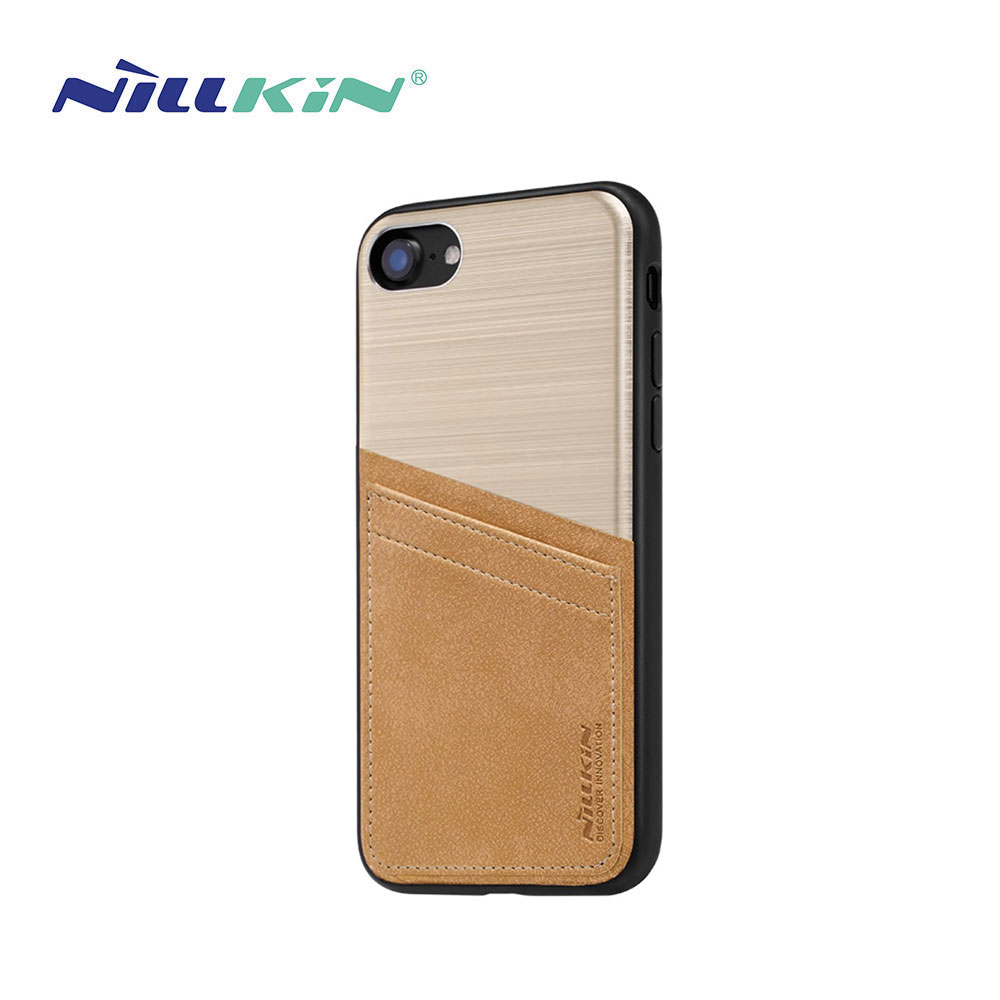 iPhone SE (2020) / 8 / 7 Hybrid Aluminium Hardcase Hülle mit Kartenfach - Braun