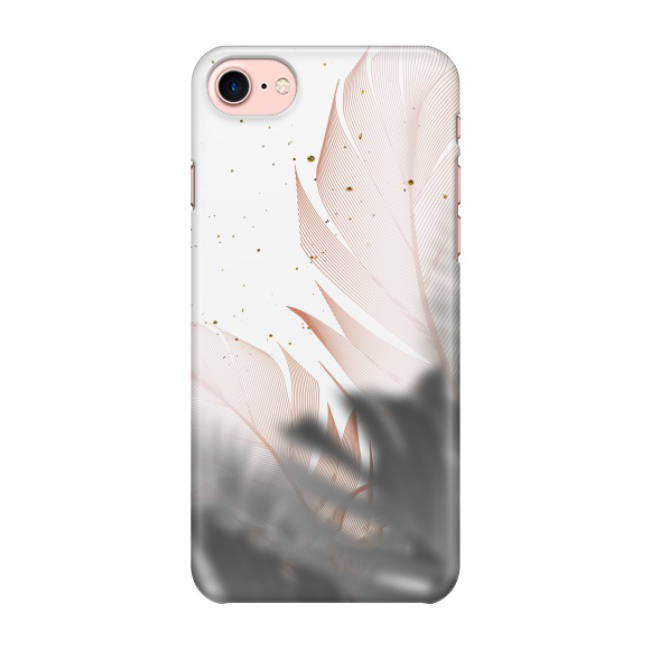 Image of iPhone SE (2022/2020) / 8 / 7 Hardcase Schutzhülle Feder Design - Grau / Roségold bei Apfelkiste.ch