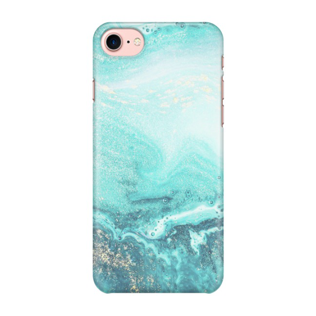 Image of iPhone SE (2022/2020) / 8 / 7 Hardcase Schutzhülle Marmor Marble Glitzer - Türkis / Gold bei Apfelkiste.ch