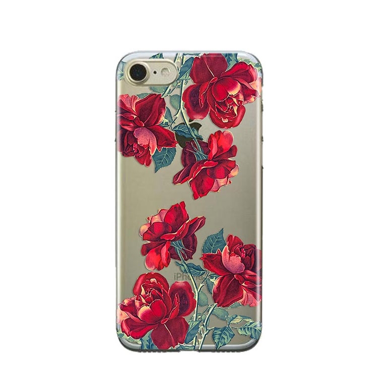 Image of Apfelkiste © - iPhone SE (2022/2020) / 8 / 7 / 6S Gummi Case Hülle Ultra Thin Rote Rosen - Transparent bei Apfelkiste.ch