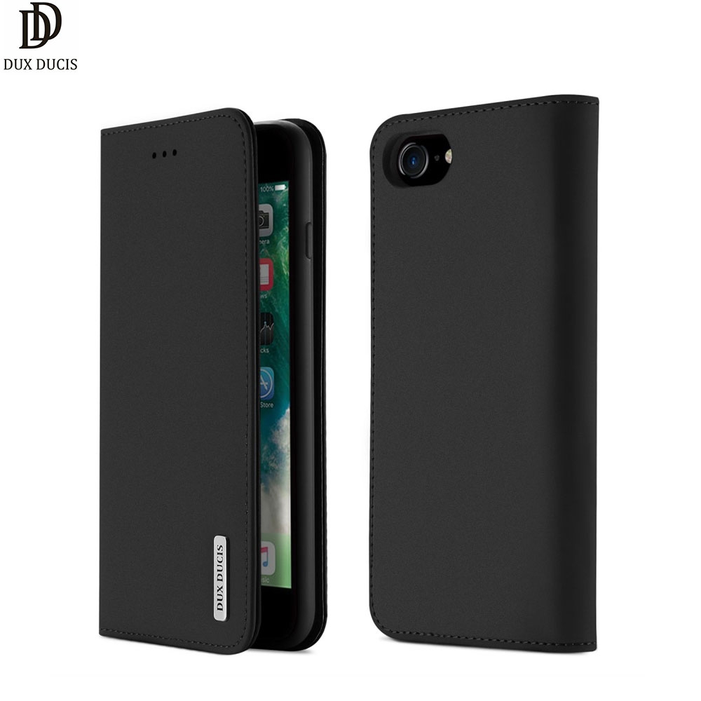 iPhone SE (2020) / 8 / 7 Flip Wallet Cover Echtleder Tasche Wish Series - Schwarz