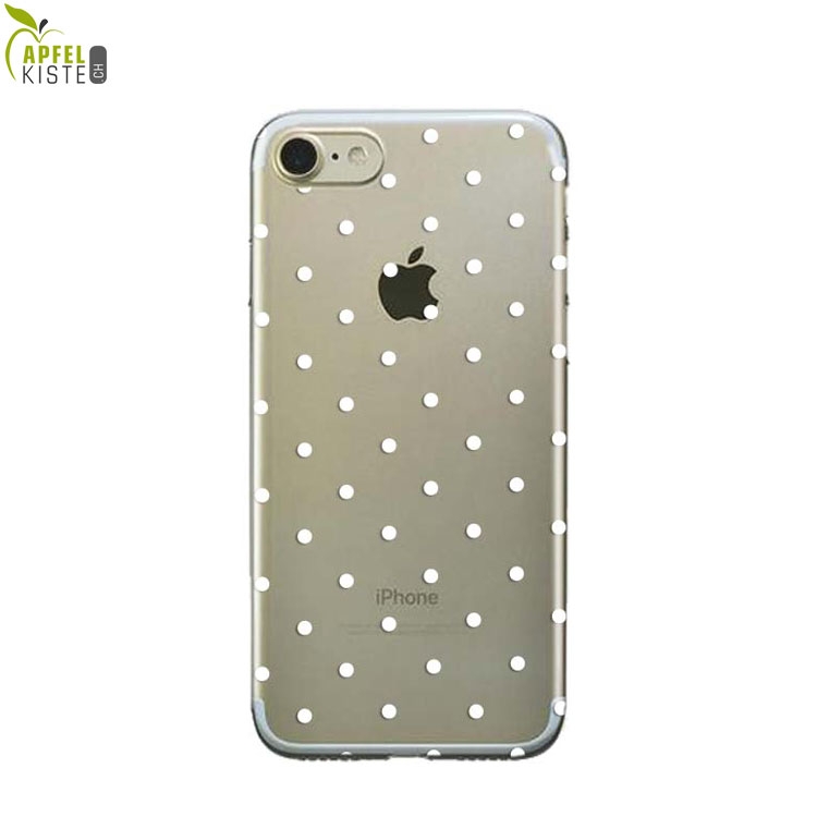 © - iPhone SE (2020) / 8 / 7 / 6S Gummi Case Hülle Ultra Thin Mini Punkte - Transparent / Weiss