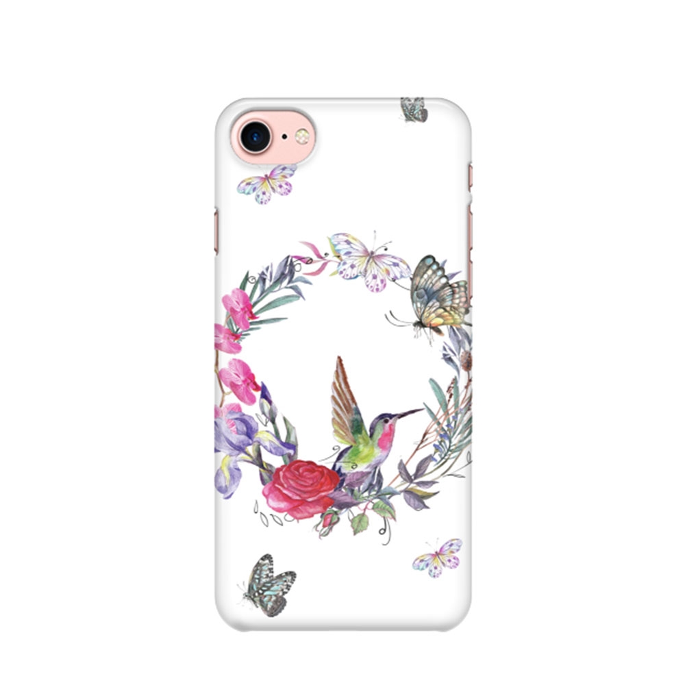 iPhone SE (2020) / 8 / 7 Hardcase Hülle - Kolibri & Butterflies