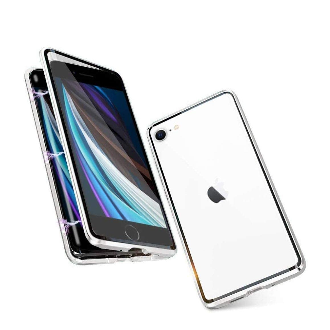 Image of iPhone SE (2022/2020) / 8 / 7 Magnetische Alu Schutzhülle mit Panzer Glas Backcover (Magnet-Technologie) - Grau bei Apfelkiste.ch
