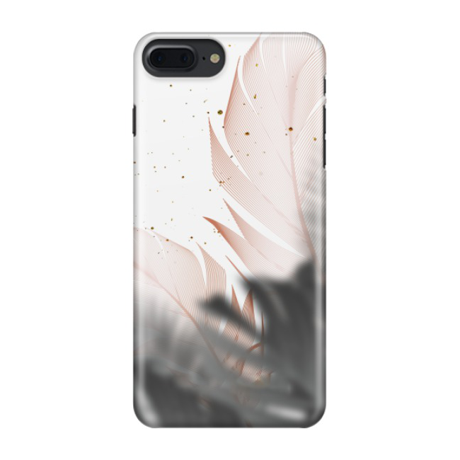 Image of iPhone 8 Plus / 7 Plus Hardcase Schutzhülle Feder Design - Grau / Roségold bei Apfelkiste.ch