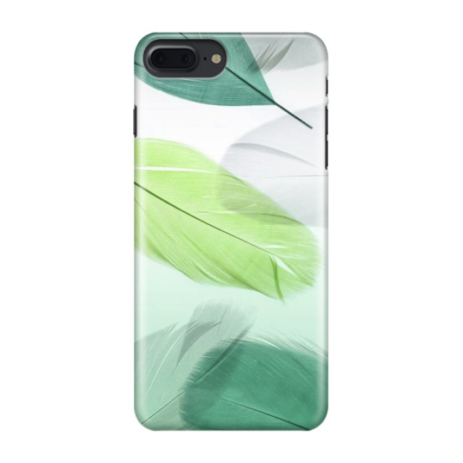 Image of iPhone 8 Plus / 7 Plus Hardcase Schutzhülle Federn - Grün / Weiss bei Apfelkiste.ch