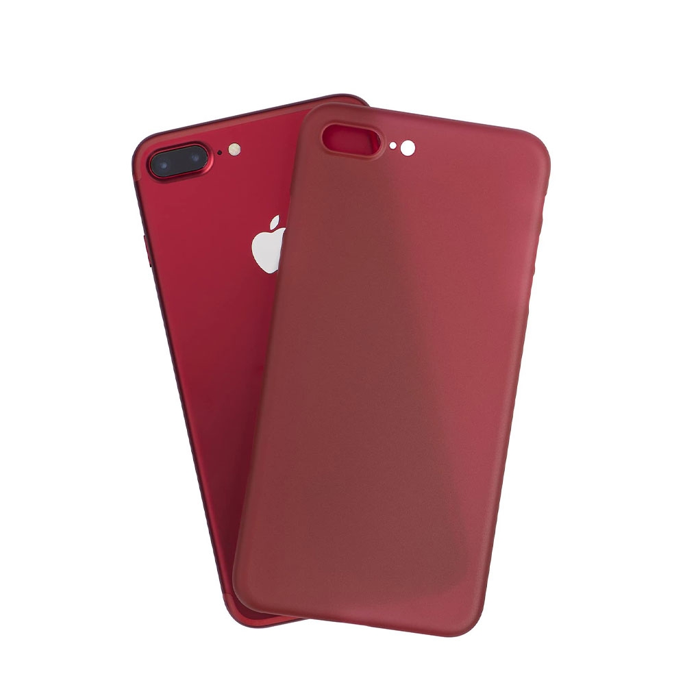 Image of Apfelkiste © - iPhone 8 Plus / 7 Plus Kunststoff Hülle Case Ultra Thin 0.45 mm - Rot / Transparent (Matt) bei Apfelkiste.ch