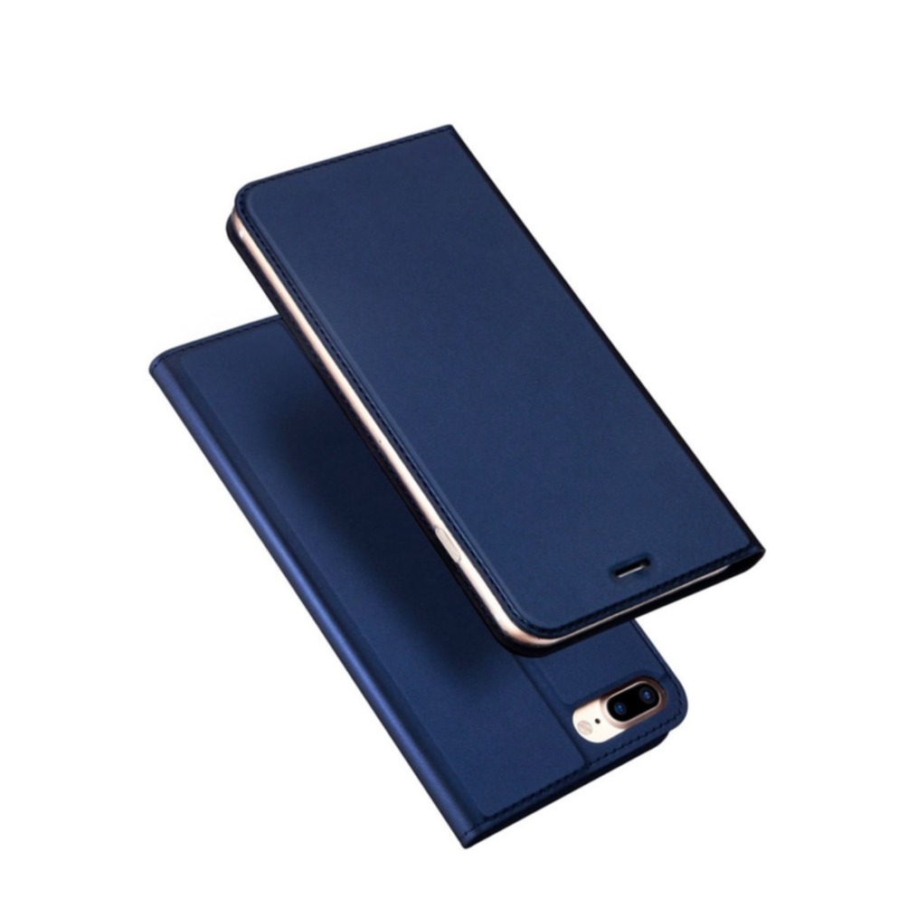 Image of Dux Ducis - iPhone 8 Plus / 7 Plus Flip Wallet Cover Leder Tasche - Dunkelblau bei Apfelkiste.ch