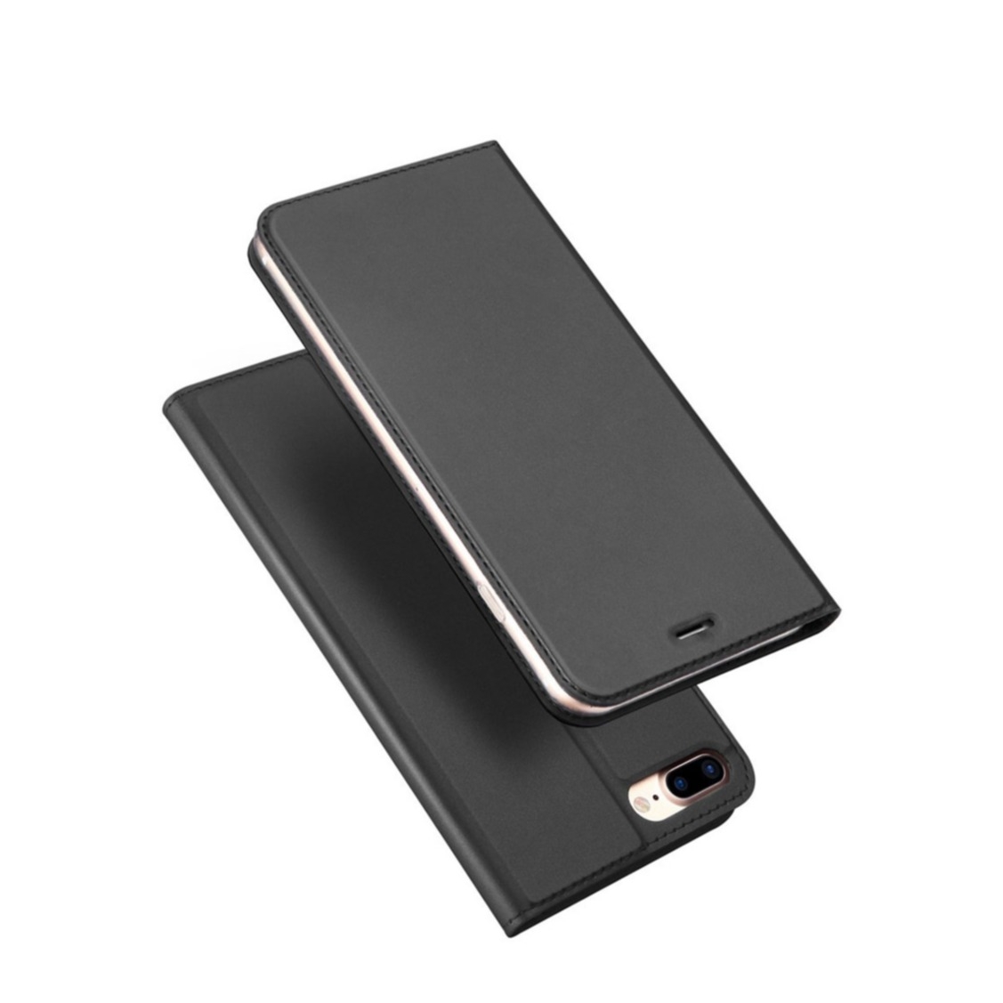 Image of Dux Ducis - iPhone 8 Plus / 7 Plus Flip Wallet Cover Leder Tasche - Grau bei Apfelkiste.ch