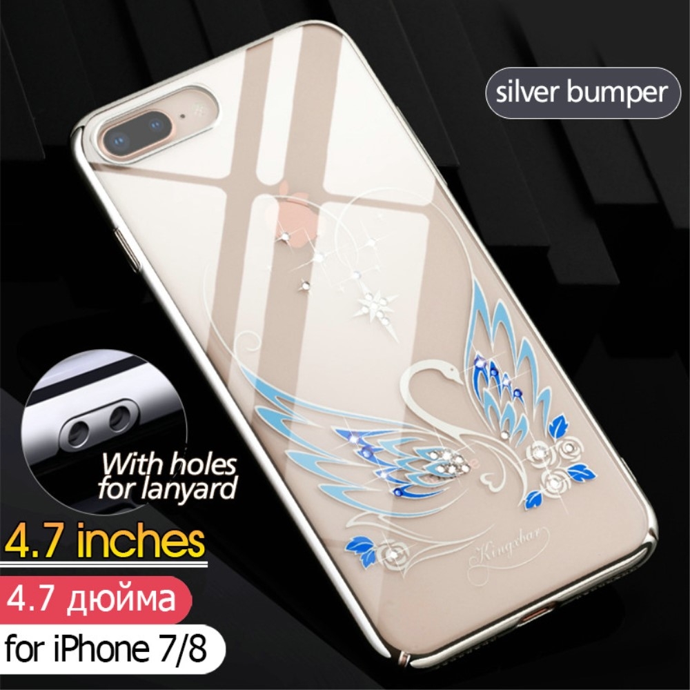 iPhone SE/8/7 Hardcase Hülle Swarovski Schwan Silber