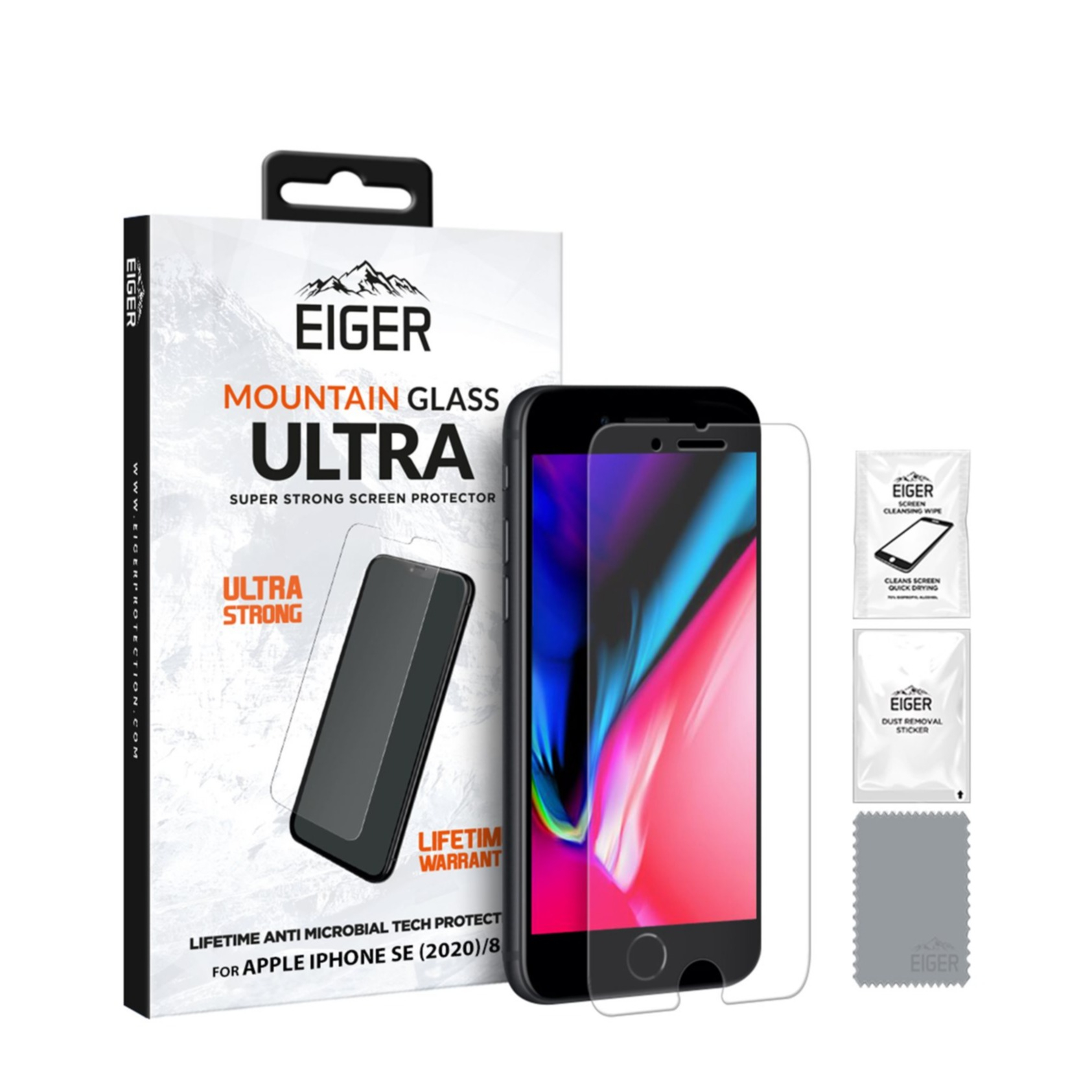 Image of Eiger - iPhone SE (2022/2020) / 8 / 7 / 6S Antimikrobielle Mountainglass Ultra 2.5D Panzer Glas Display Schutz Case Friendly (EGMSP00157) bei Apfelkiste.ch