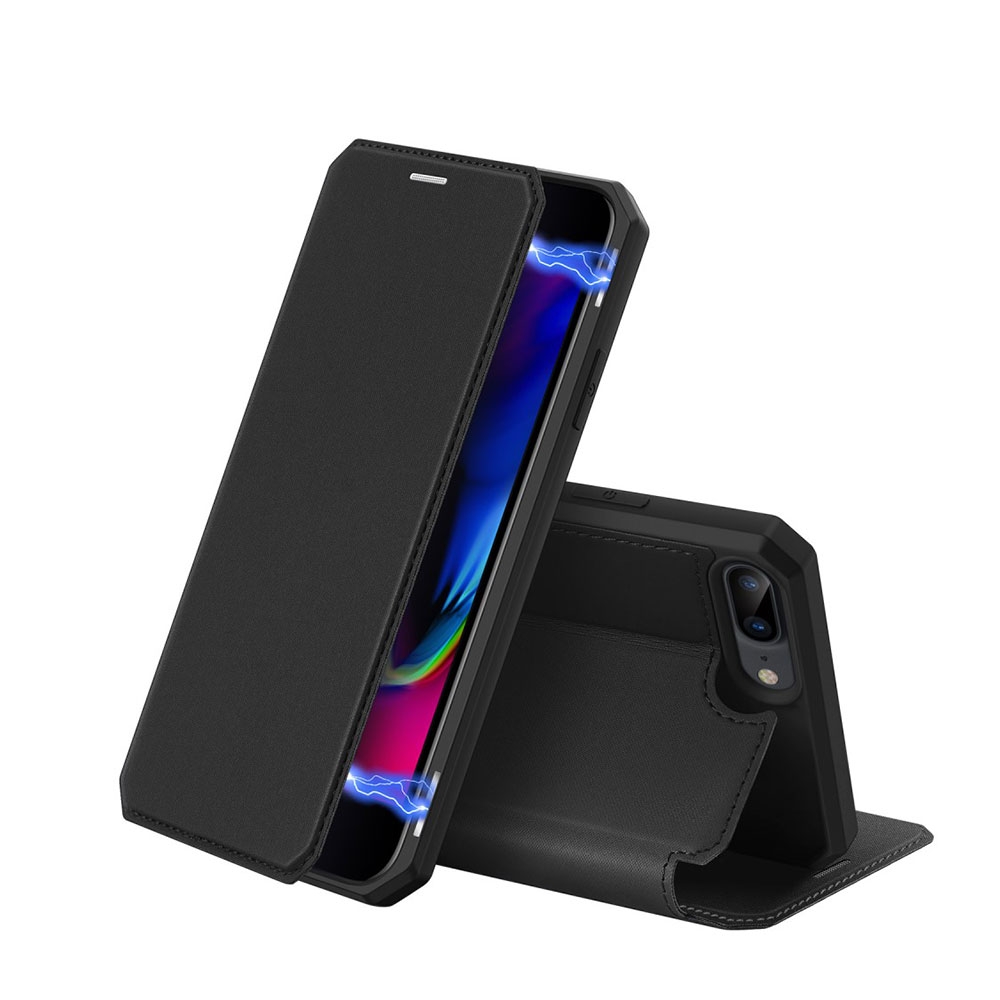 Image of Dux Ducis - iPhone 8 Plus / 7 Plus Magnet Flip Wallet Cover Leder Tasche - Schwarz bei Apfelkiste.ch