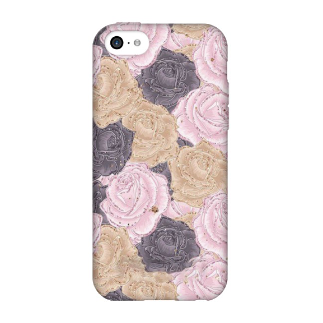 iPhone SE (2016) / 5 / 5S Hardcase Schutzhülle Rosen Motiv - Rosa / Grau / Braun