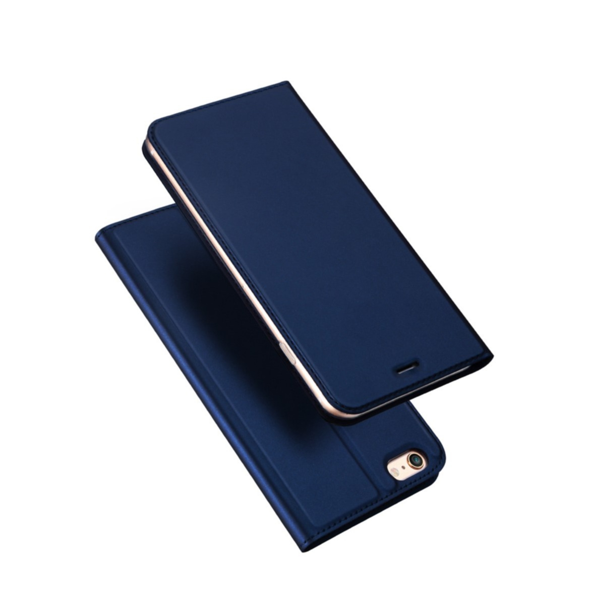 Image of Dux Ducis - iPhone SE (2016) / 5S / 5 Flip Wallet Cover Leder Tasche - Dunkelblau bei Apfelkiste.ch