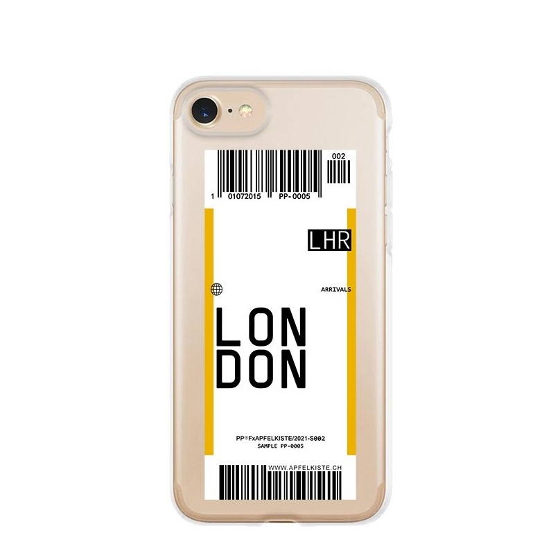 Image of Apfelkiste © - iPhone SE (2022/2020) / 8 / 7 / 6S Gummi Case Hülle Ultra Thin Ticket London - Transparent bei Apfelkiste.ch