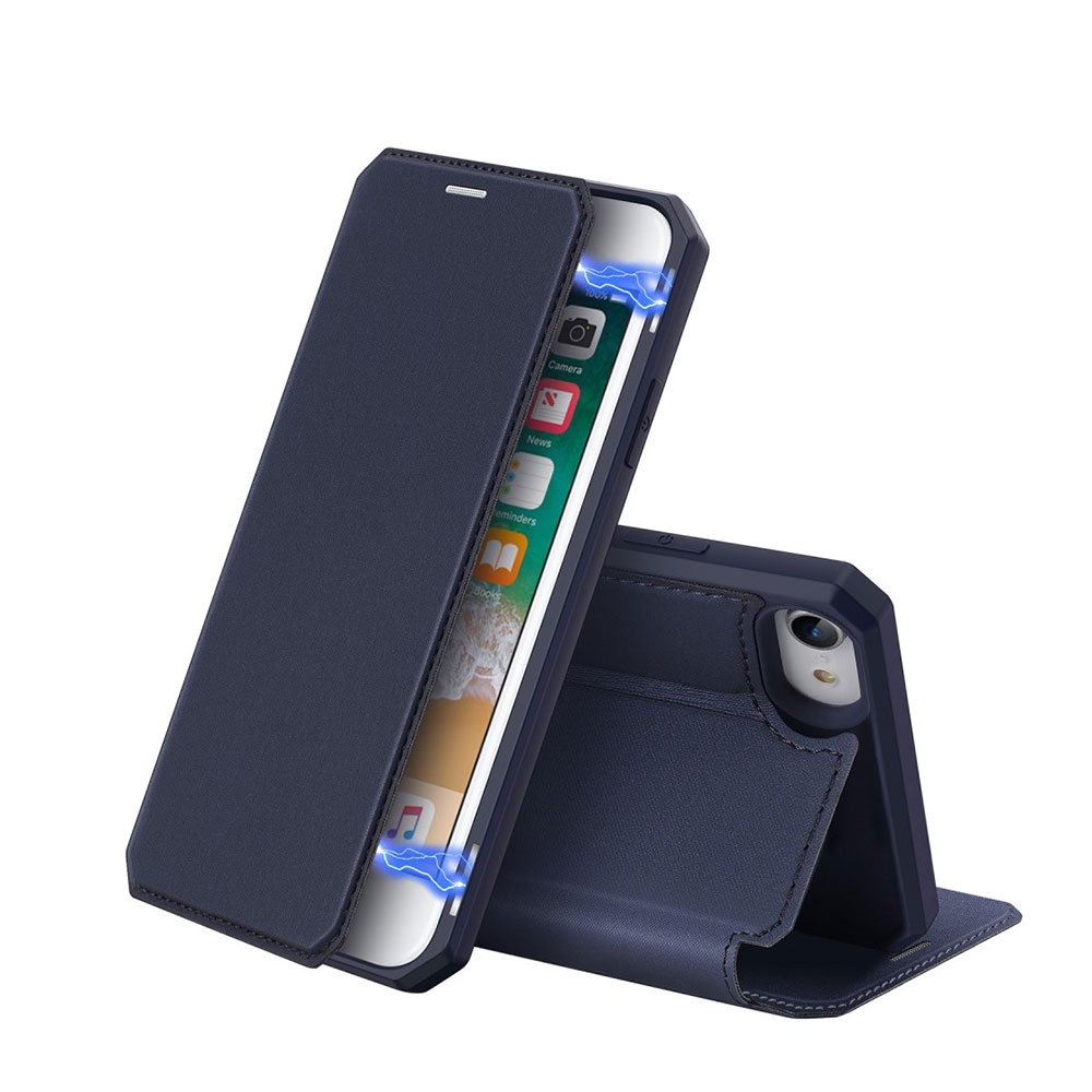 Image of Dux Ducis - iPhone SE (2022/2020) / 8 / 7 Magnet Flip Wallet Cover Leder Tasche - Dunkelblau bei Apfelkiste.ch
