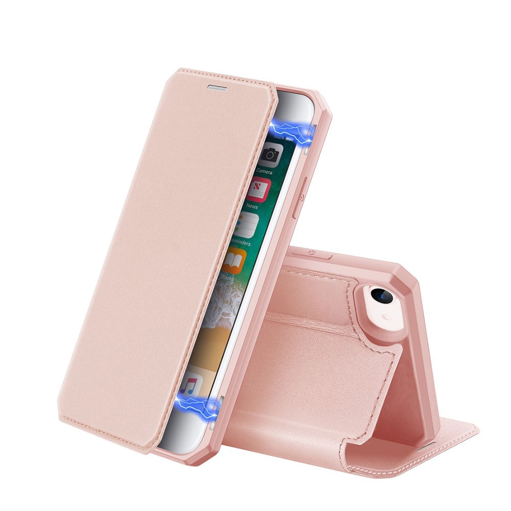 Image of Dux Ducis - iPhone SE (2022/2020) / 8 / 7 Magnet Flip Wallet Cover Leder Tasche - Rosa bei Apfelkiste.ch