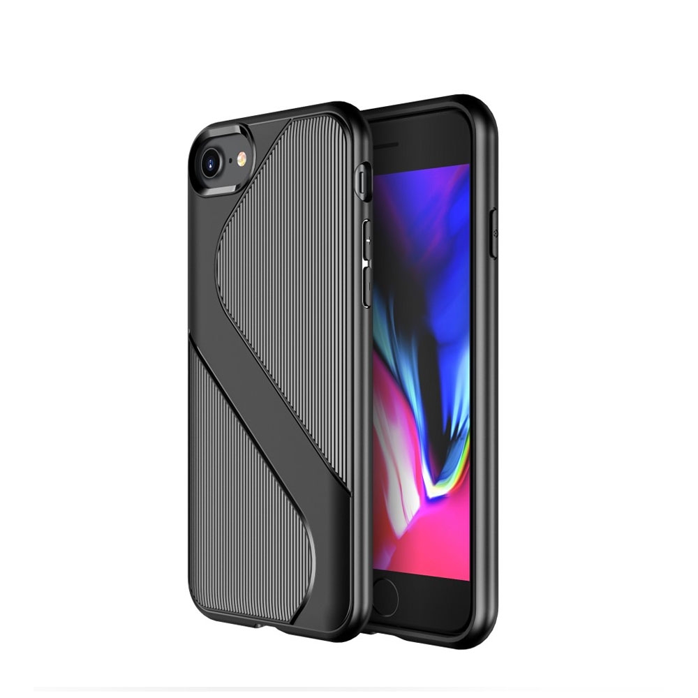 Image of iPhone SE (2022/2020) / 8 / 7 / 6S Gummi Case Hülle S-Curve - Schwarz bei Apfelkiste.ch