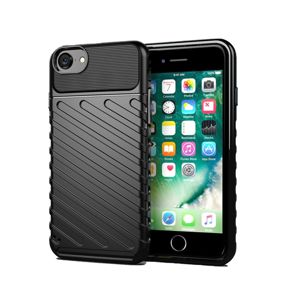 Image of iPhone SE (2022/2020) / 8 / 7 / 6S Gummi Case Schutzhülle Grip Design - Schwarz bei Apfelkiste.ch