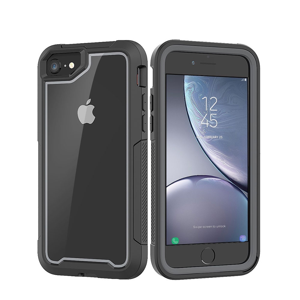 Image of iPhone SE (2022/2020) / 8 / 7 / 6S Hybrid 2in1 Hülle Shock Proof + Acryl Rückseite - Schwarz / Grau bei Apfelkiste.ch