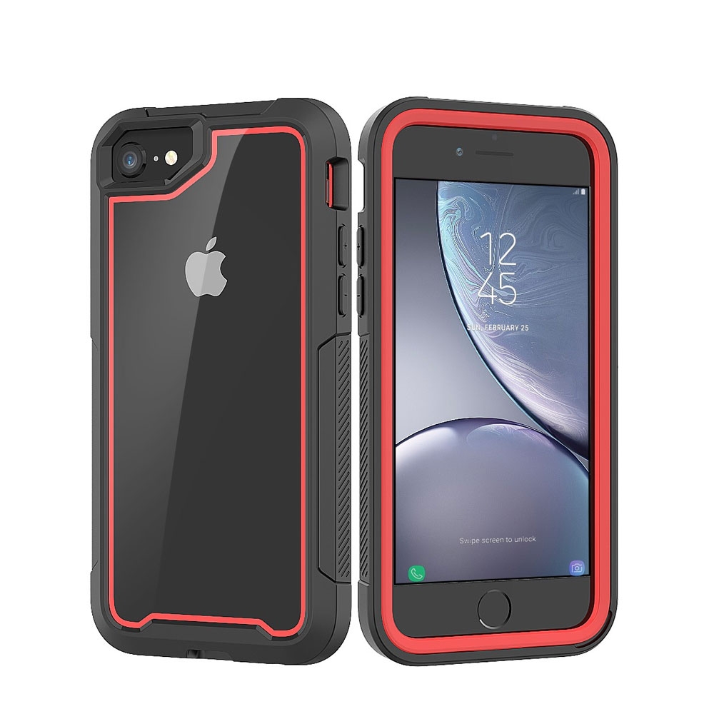 Image of iPhone SE (2022/2020) / 8 / 7 / 6S Hybrid 2in1 Hülle Shock Proof + Acryl Rückseite - Schwarz / Rot bei Apfelkiste.ch