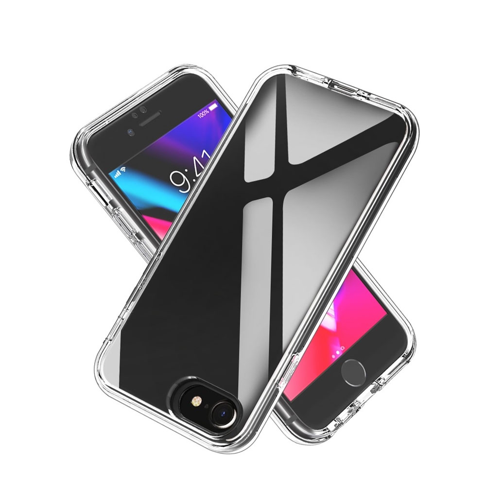 Image of iPhone SE (2022/2020) / 8 / 7 / 6S Hybrid 2in1 Hülle TPU Bumper + Acryl Rückseite - Transparent bei Apfelkiste.ch