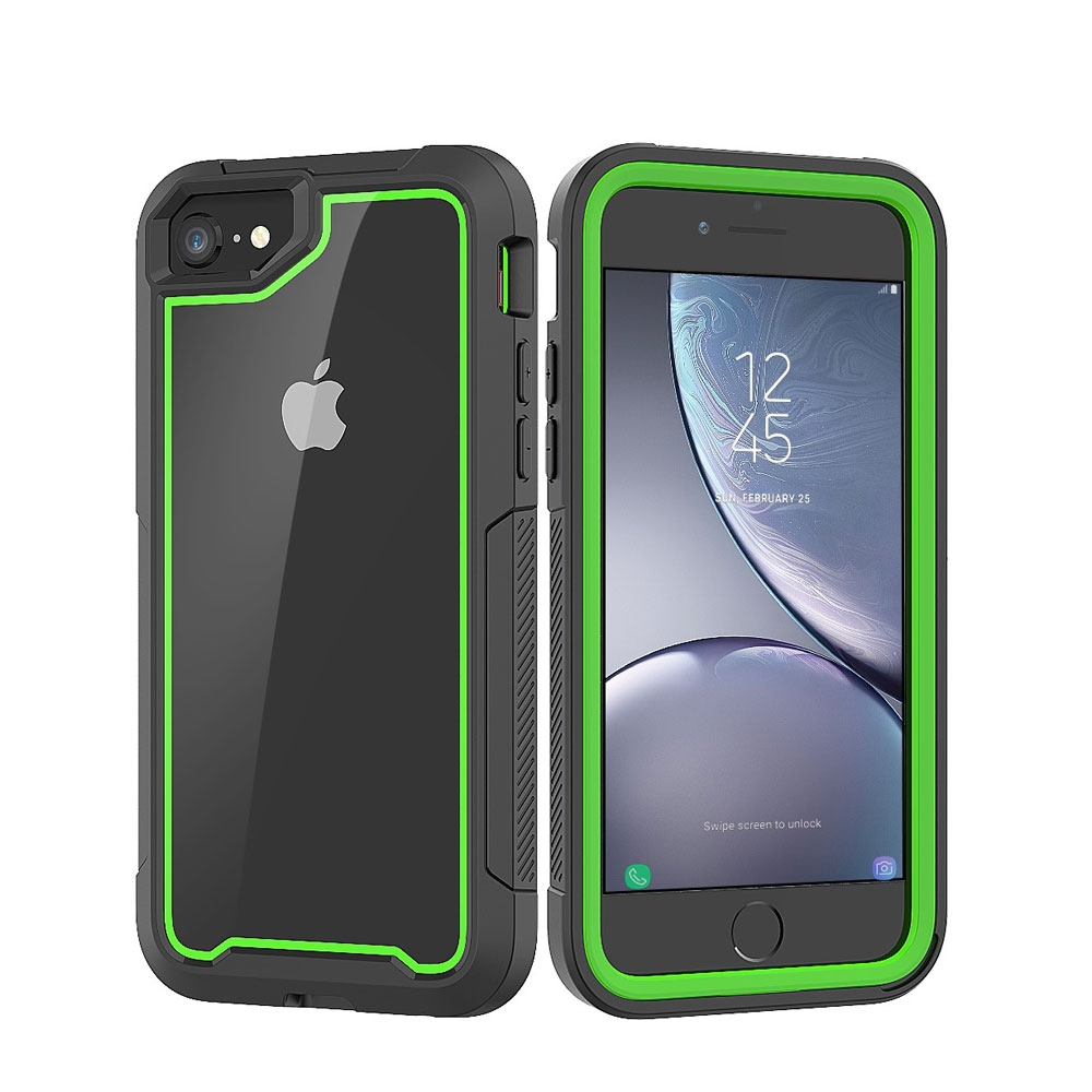 Image of iPhone SE (2022/2020) / 8 / 7 / 6S Hybrid 2in1 Hülle Shock Proof + Acryl Rückseite - Schwarz / Grün bei Apfelkiste.ch