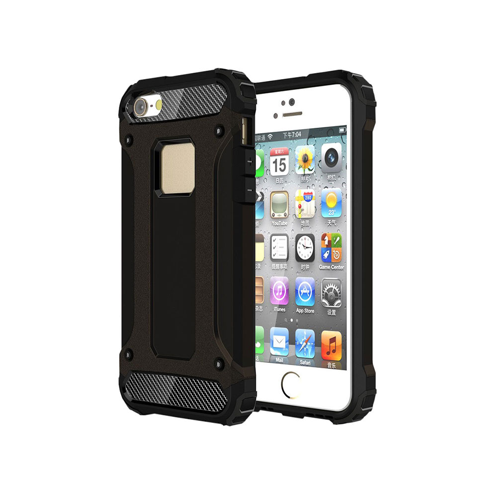 Image of iPhone SE (2016) / 5 / 5S Hybrid Hardcase Hülle Slim Design - Schwarz bei Apfelkiste.ch