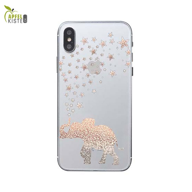 © - iPhone Xs / X Gummi Case Hülle Ultra Thin Elefant mit Sternen - Transparent